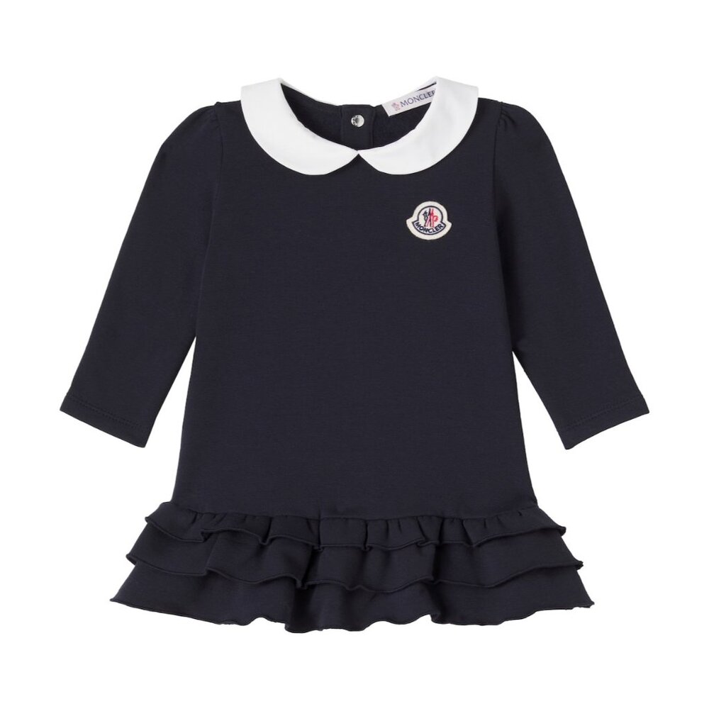 MONCLER ENFANT Baby navy cotton-blend fleece dress size 6/9 months - Picture 1 of 9